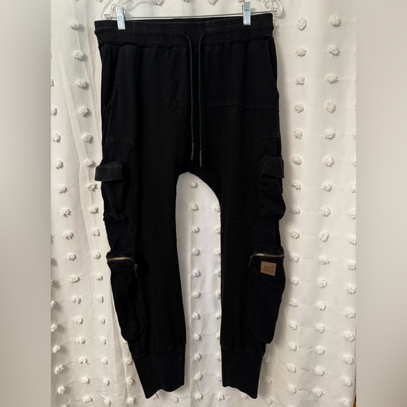 Jaded Gypsy Pants - Jaded Gypsy Celestial Walk Pants Black Cotton Cargo Joggers L/XL